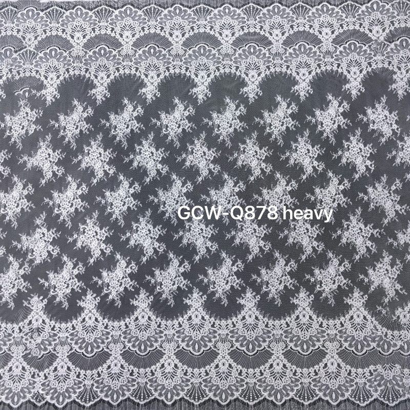 GCW-Q878 | Fan-Scalloped Arch Cord Lace Collection | Heavy & Light 3D Embossed Bridal Fabric